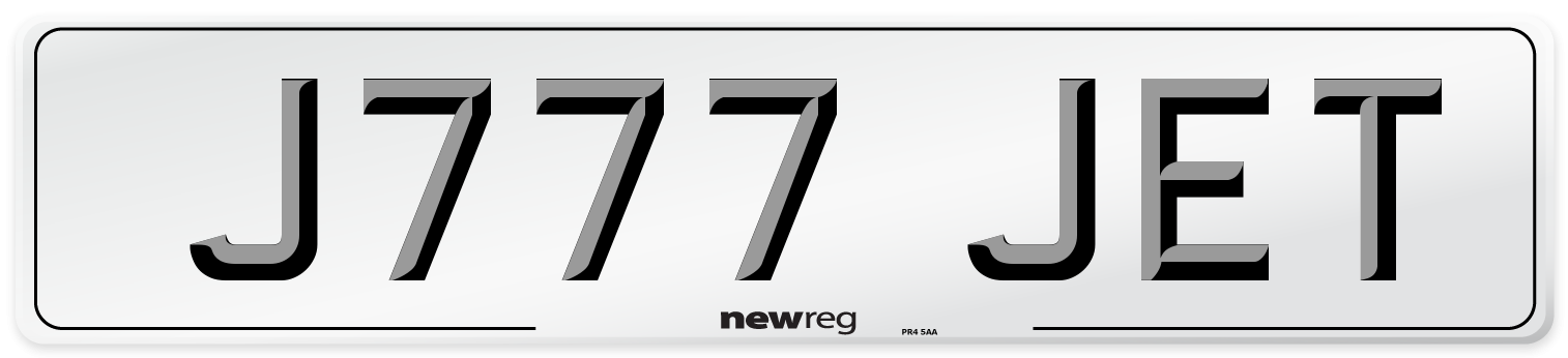 J777 JET Number Plate from New Reg